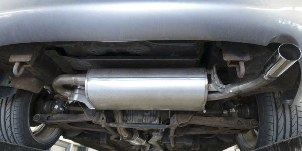 What is the temperature of the exhaust gas in the muffler